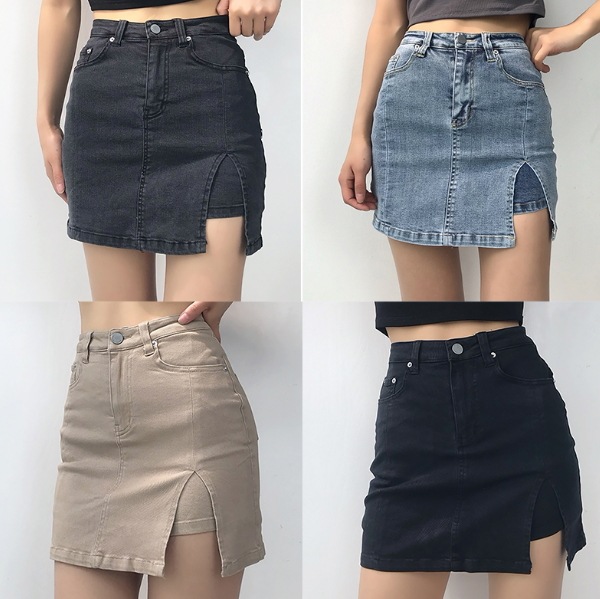 スカート スカパン ショートパンツ ミニスカート ミニ丈 デザイン 美ライン ニュアンス ポケット 伸縮性 ヴィンテージ風 ストレッチ ブルーデニム カラーデニム ウォッシュ加工 カラバリ
