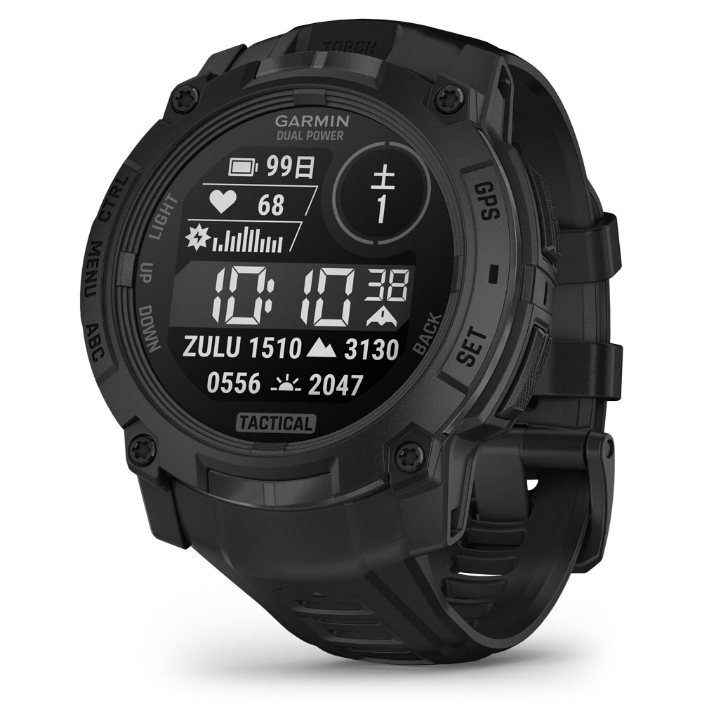 ガーミン Instinct 3 Dual Power 50mm Black / Tactical Black【Suica対応】スマートウォッチ 010-02935-80