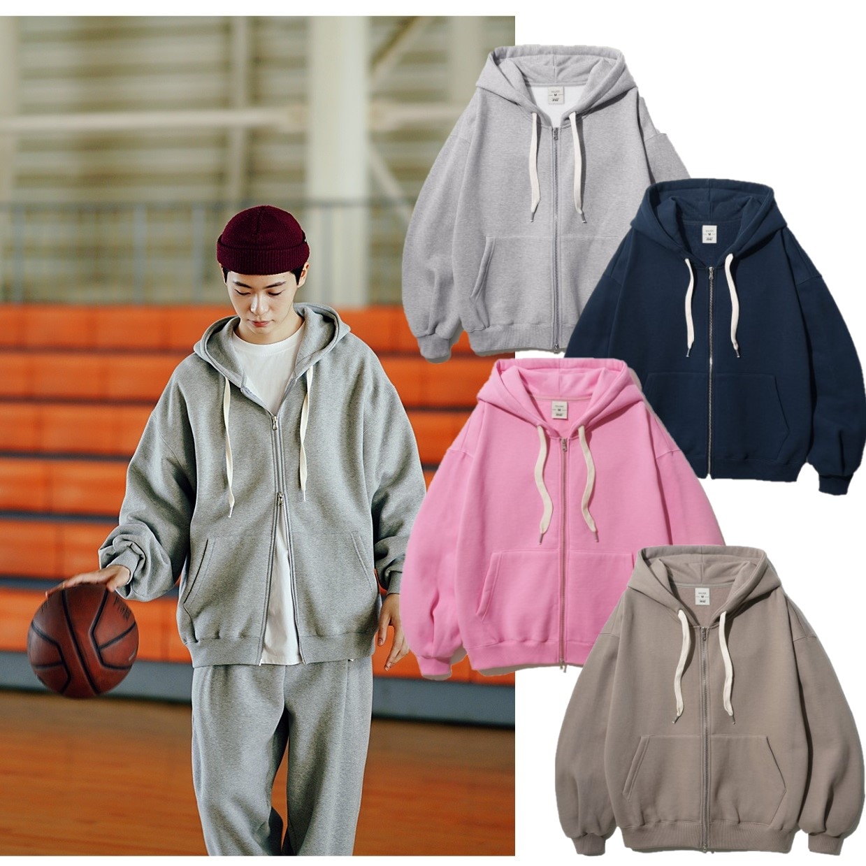 [FP142]韓国人気Youthful balloon hood zip-up [8色]人気制服ファッション/春ファッション/韓季ファッション