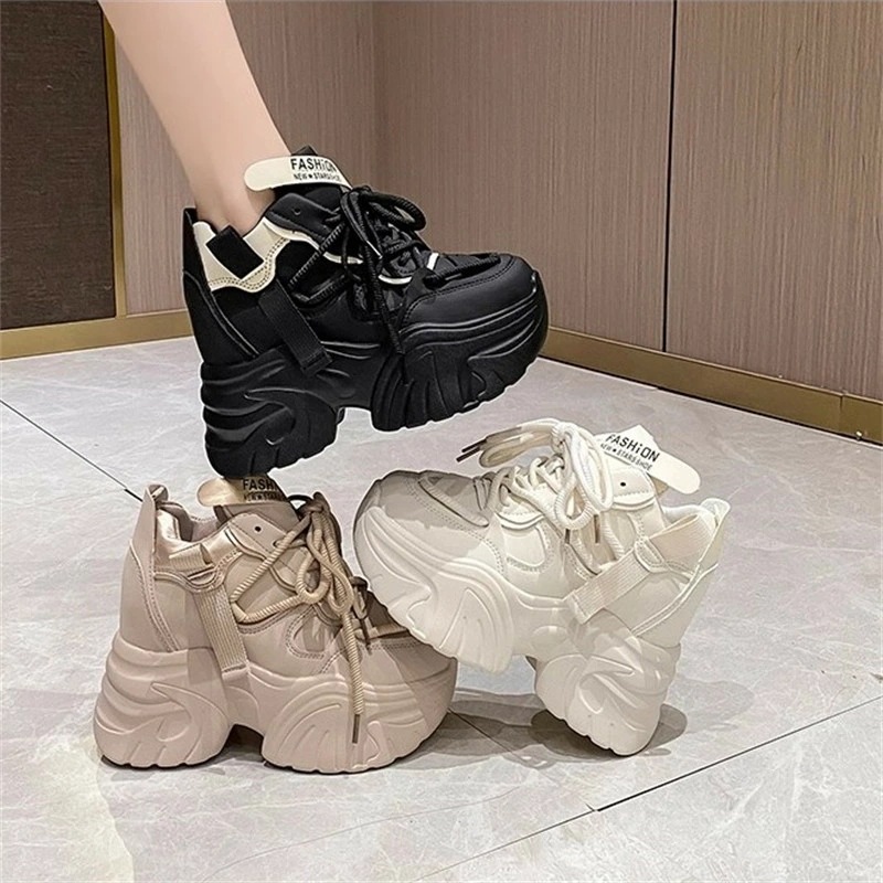 ブラック/ホワイト/ベージュ　10.5cmヒール　レディーススニーカー　インヒール　厚底　ローカット　カジュアル　レディース　スニーカー　女の子　運動　靴　シューズ　女性　新作 PU製　ハイヒール　厚