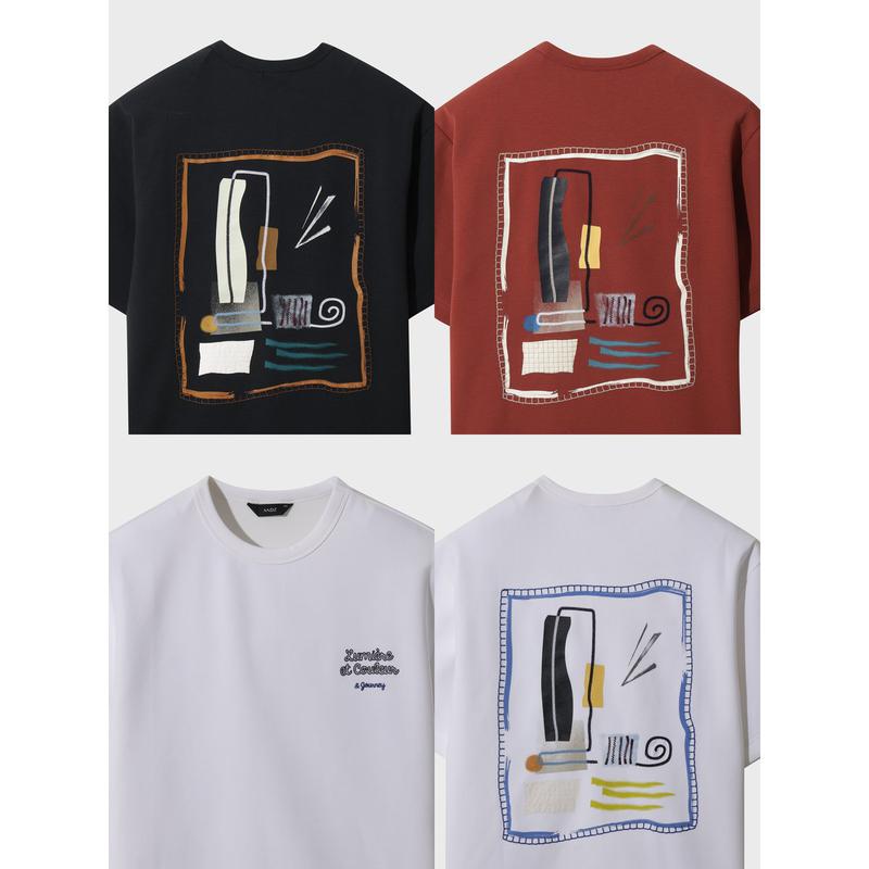 ANDZ スキューバ生地 オーバーフィット バックプリント グラフィック Tシャツ BZTSG2TR1232