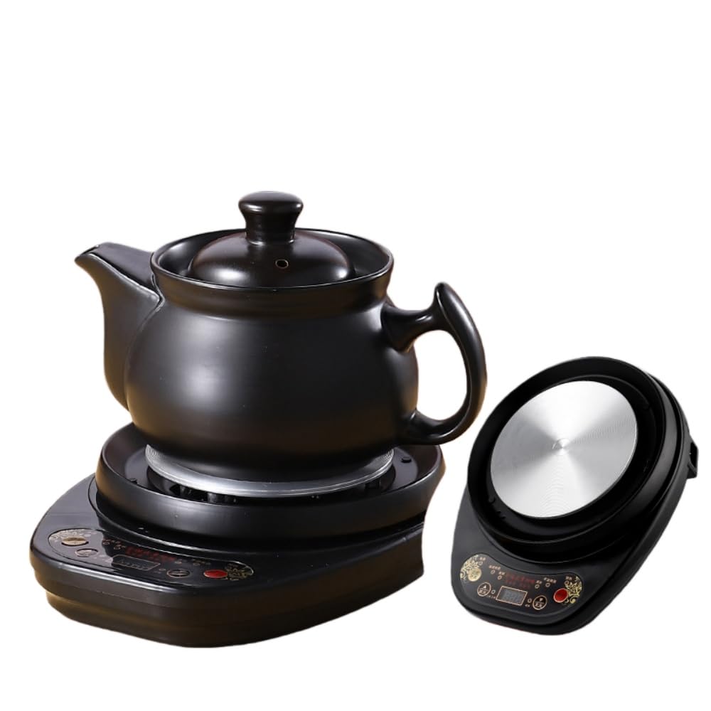 YQW煎じ薬ポット 大容量煎じ機 陶器製煎じ薬ポット 浸漬型ルーズリーフティーポット 煎じ薬や製茶に最適 底付き電気キャセロール 家庭用漢方薬ポット 電気土鍋 家庭用 (4.5L)