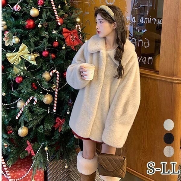 ふわふわ もこもこジャケット ファー 暖かい 帽子無し ベージュ ブラック ホワイト 大きいサイズ 萌え萌え アウター かわいい ジャケット ポケット付き bi272zezel9