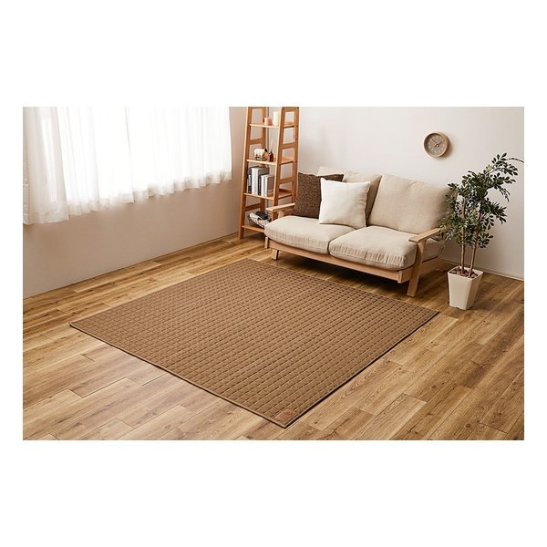 スウェットキルトラグ ココン 約130×190cm 洗濯可 ホットカーペットカバー ブラウン 240638000