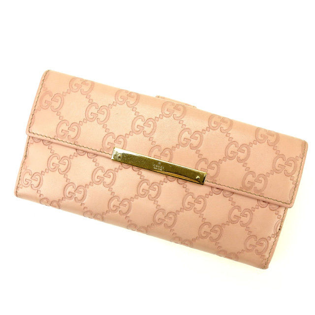 長財布 /Wホック グッチシマ ピンク 中古