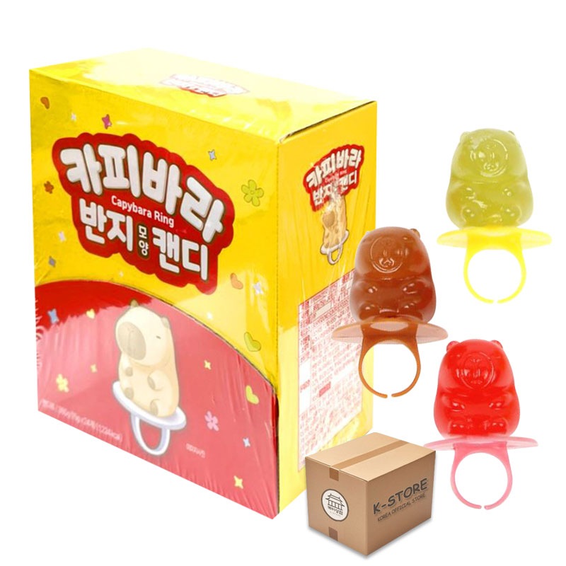 [業者向け] カピバラの指輪キャンディー イチゴ/コーラ/ブドウ 15g (24 x 12) / 1BOX 韓国 お菓子 大容量