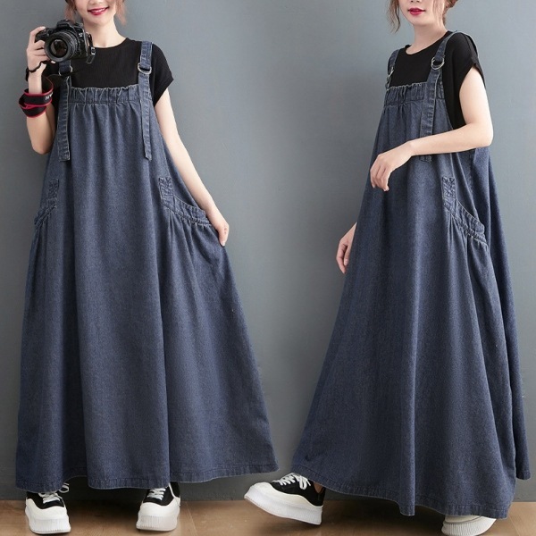 【韓国の人気爆発】 ノースリーブ 切り替え ギャザー 足首丈 ジャンパースカート