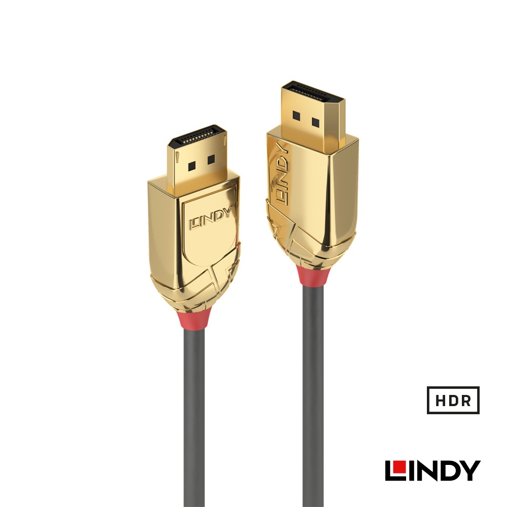 【36290】 LINDY 0.5m GOLD LINE DisplayPort 1.4ケーブル