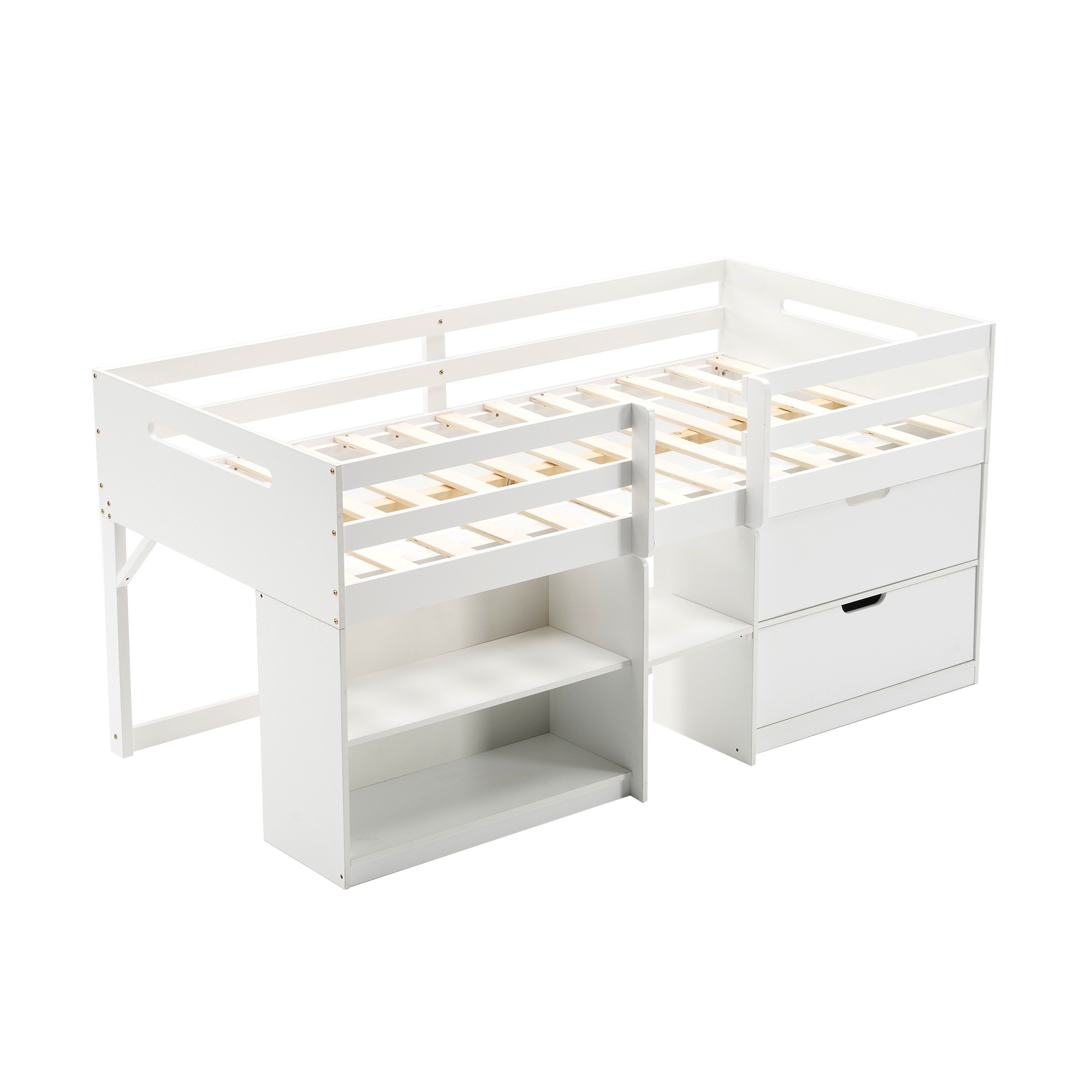 24時間限定価格！国内発送！【新作】シシステムベッド シングル ロータイプ ハシゴ すのこ 引き出し システムベッド 本棚 収納 ブックシェルフ 子供ベッド ロフト ベッドロフトシステムベッド セット