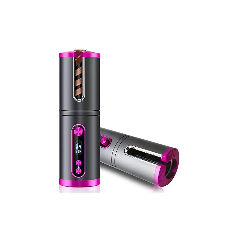 Runsnail オートカールアイロン USB充電 コードレスヘアアイロン ヘアアイロン カール 3温度調節可能 自動カールアイロン 軽量でコンパクト持ち運びが簡単で自宅旅行に適しています