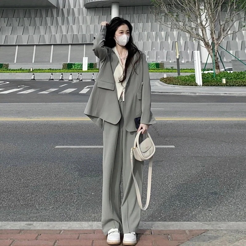 [本日限り激安SALE]ゆったりカジュアルスーツ 入学式 入園式 ビジネス OLオフィス 作業服 職業服 セットアップ 品質保証！ファッショングレーブレザー韓系スーツ 新生活応援ビジネス特集 品質良い 13,109円