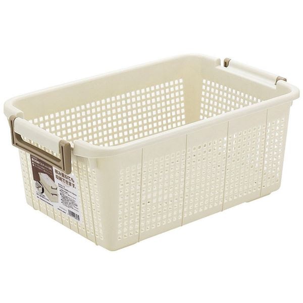 （まとめ）不動技研 重ね収納バスケットM アイボリー F26603 （収納 積み重ね ケース） 36個セット