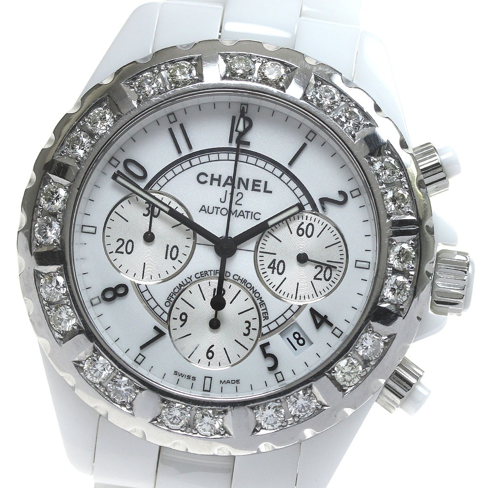 シャネル CHANEL H1007 J12 クロノグラフ アフターダイヤベゼル 自動巻き メンズ _826403【中古】