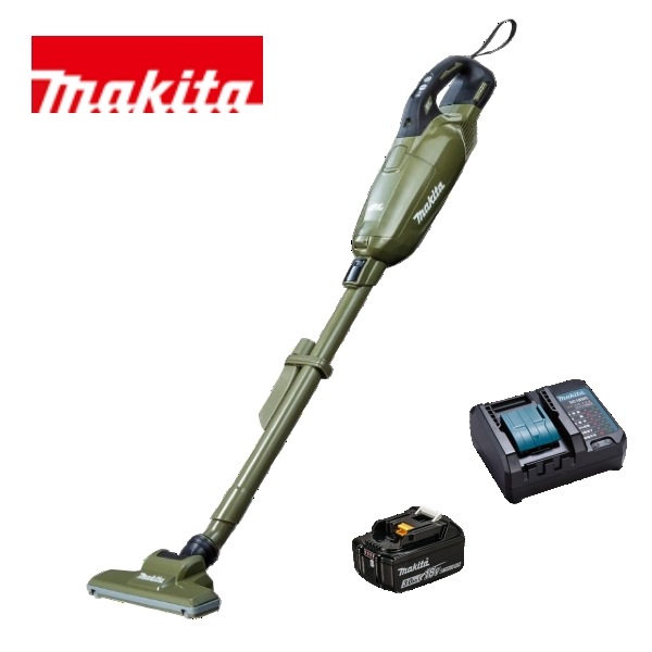 当店だけ！バッテリー充電器も1年保証! マキタ コードレス掃除機 18V 紙パック式 オリーブ CL285FDZO + バッテリー BL1830B + コンパクト充電器DC18WC 充電式 クリーナー