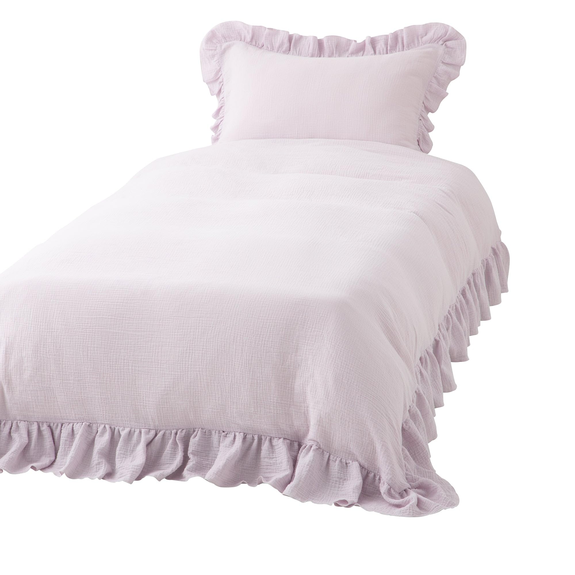 Francfranc フランフラン フリル ガーゼ 掛け布団カバー セミダブル ライトパープル 新生活 寝具 コットン100%