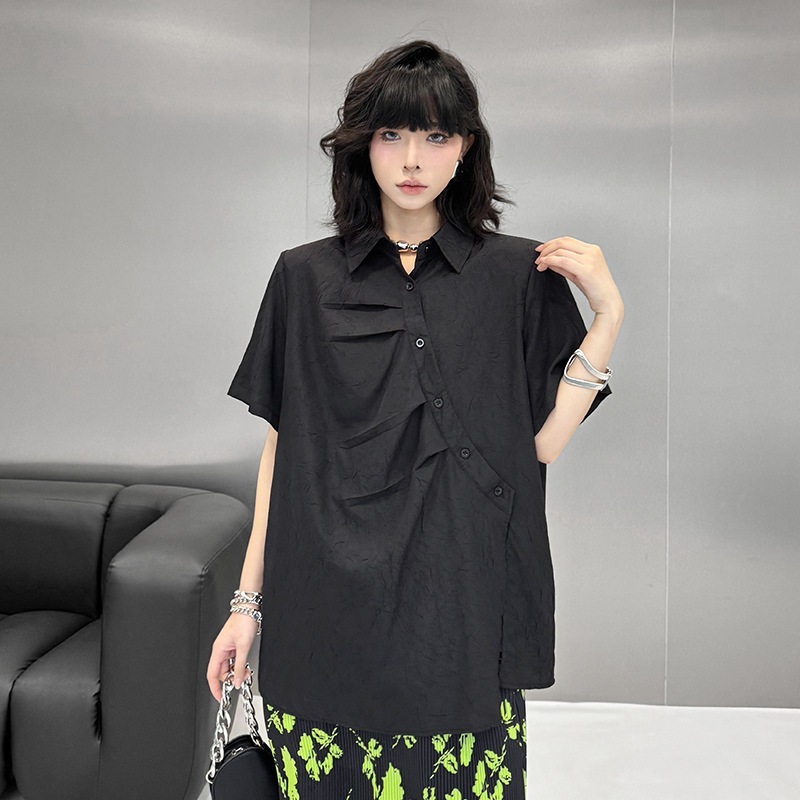 【J.Fashion】高级感ブラウス レディース 韓国 デザイン感 気質百掛け 半袖トップス ゆったり 着痩せ Tシャツ おしゃれ メガ割 5,199円