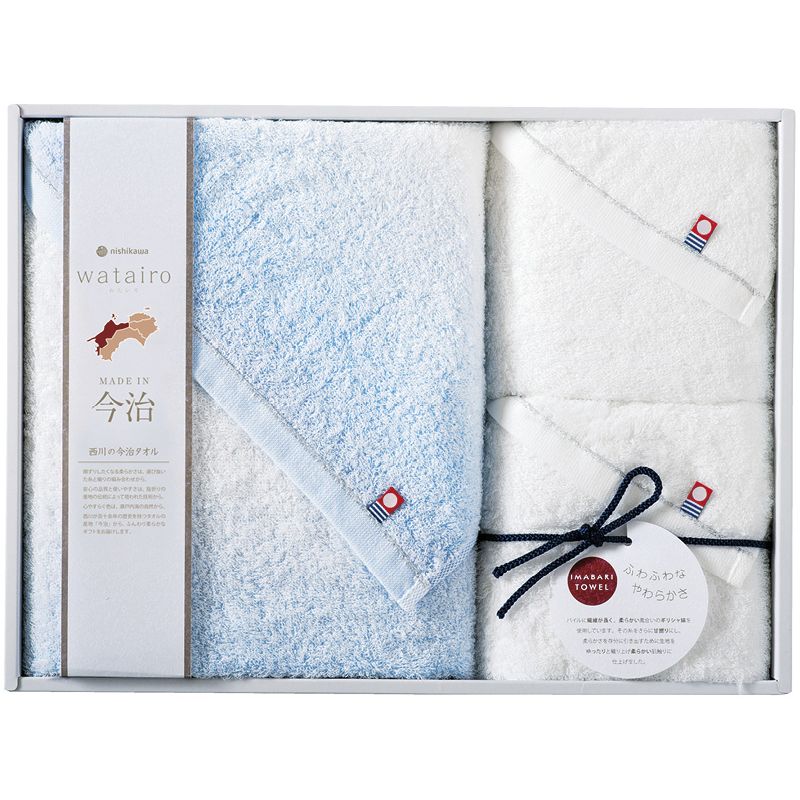 わたいろ nishikawa今治タオル バスタオル&フェイスタオル2P ブルー 5,282円