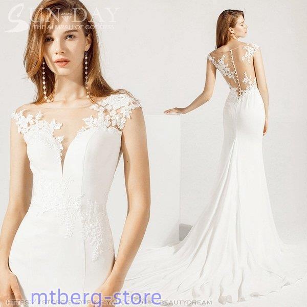 新品ウェディングドレス ウエディングドレス白 パーティー 可愛いレース 花嫁ロングドレス 結婚式 トレーンライン 二次会 フォームドレス お呼ばれ 挙式hs6679