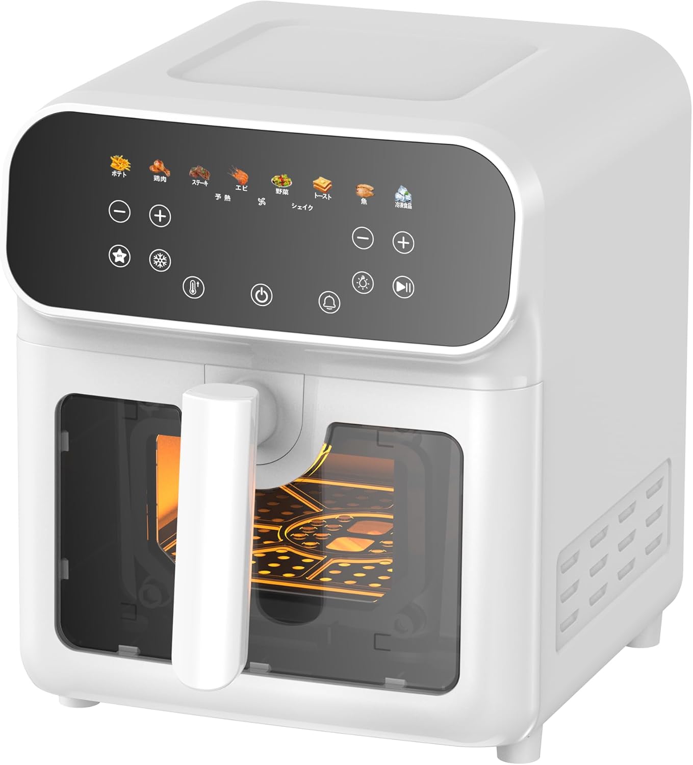 SAMKYO ノンフライヤー 6.2L 大容量 2-6人用 エアフライヤー タッチパネル 可視窓 日本語レシピ付き ノンフライヤー機 快速調理 フライヤー ヘルシー F60 ホワイト