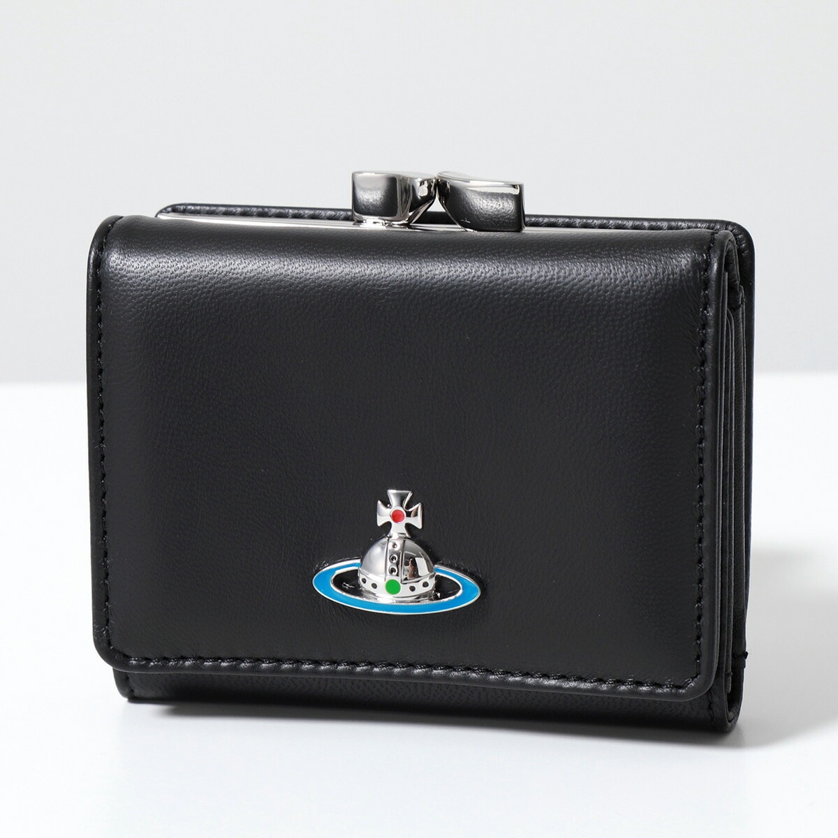 Vivienne Westwood ヴィヴィアンウエストウッド 三つ折り財布 51010018 L001L メンズ レザー 立体オーブ ミニ財布 N403/BLACK