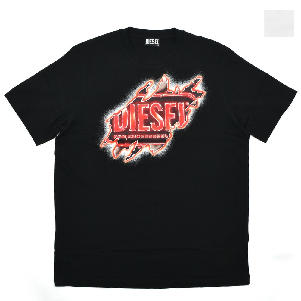 ディーゼル DIESEL Tシャツ メンズ カットソー クルーネック 半袖 クッキーロゴ ロゴT ブラック ホワイト 黒 白 DIESEL T JUST E43【送料無料】[a097540aaxj]
