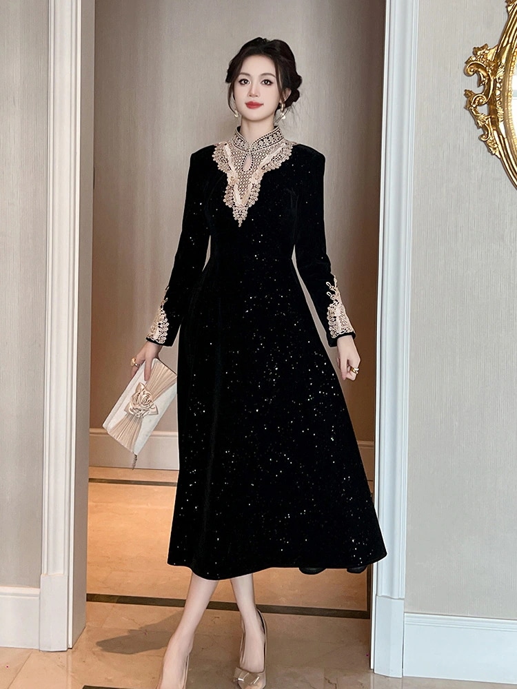 春 ベルベット ワンピース キラキラ ドレス パーティー キャバ 大人 同窓会 披露宴 卒業式 結婚式 演奏会 ウェディング 二次会