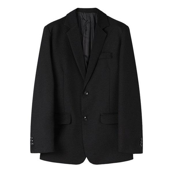 メンズ ビッグサイズ スパン ツーボタン ブレザー ジャケット ET-JK-Q012-ブラック