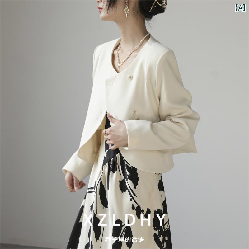 ビジネス　スーツ　ジャケット XZLDHY アプリコット スーツ ジャケット レディース カジュアル 小さい 初秋 トップスタイル