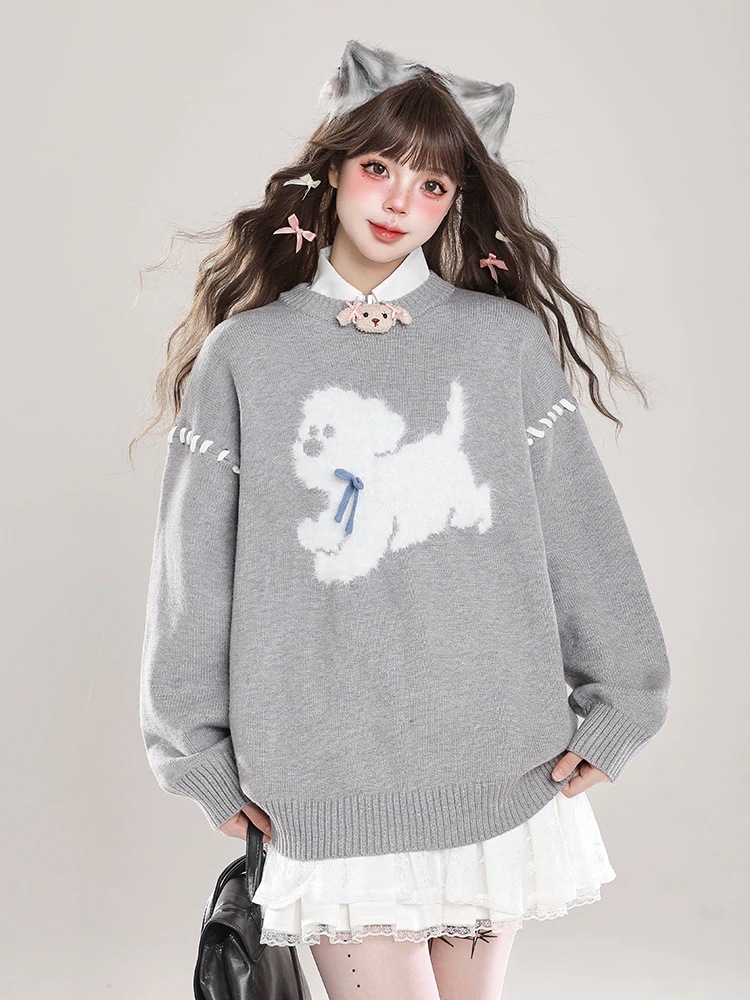 レディースプルゆったり春 サイズフェミニンゆったり 上品 韓国ニットトップスプリントストリートコルシルエットVネックファッション色っぽ女っぽカジュアル大人っぽ レイジースタイル長袖 秋冬 2025