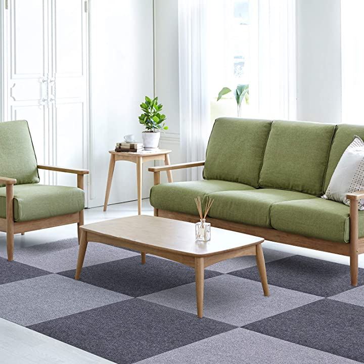 ジョイントマット 吸着マット タイルマット ズレない めくれない カーペット 防音マット フローリングカーペット(ダークグレー+ライトグレー, 45x45x0.4cm（40枚入り）)