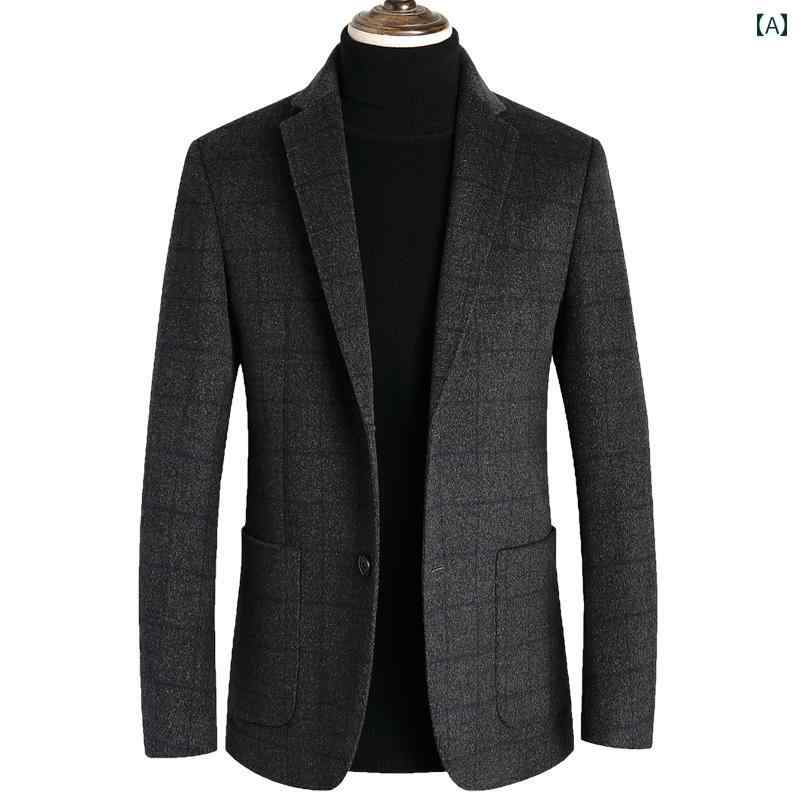 スーツ　ジャケット　カジュアル チェック 柄 カシミヤ スーツ メンズ ショート 2025 ウール コート シングル ウエスタン 春 カジュアル