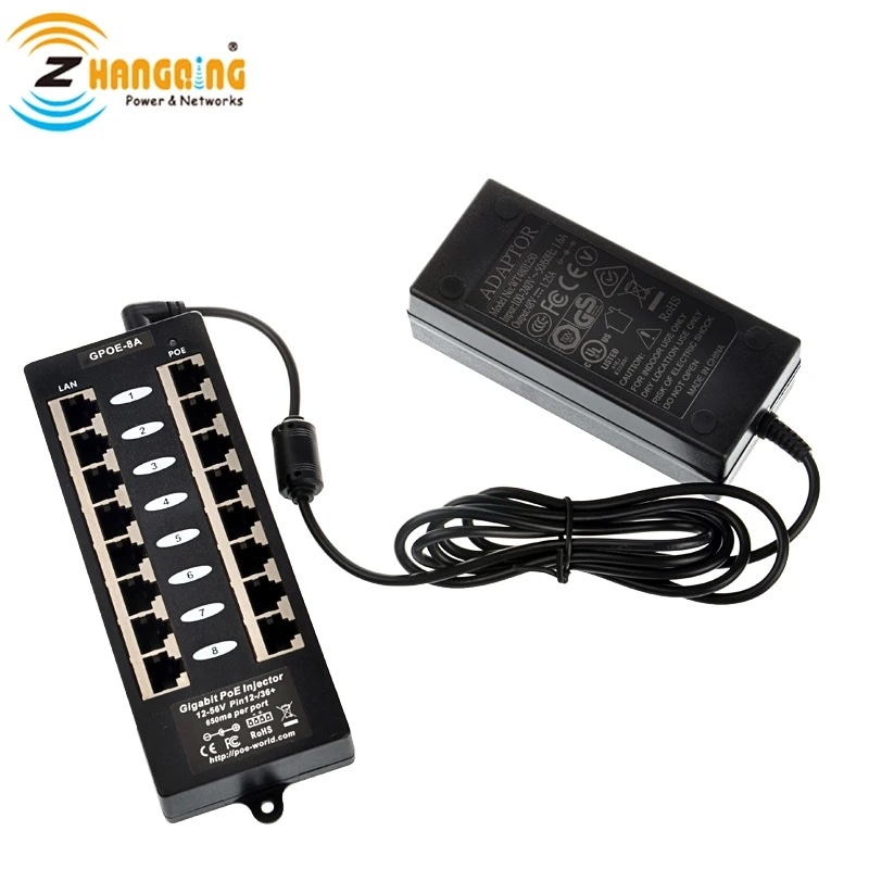 セキュリティカメラ電源,GPOE-8A Mbps,1000ギガビット,3af/ATモード,48v 60w,802