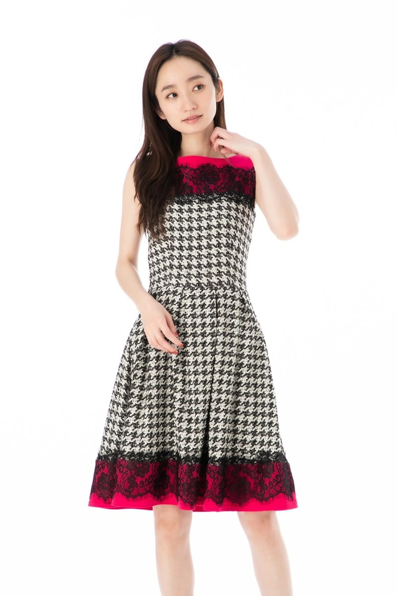 ファス(FAS)ワンピース T1 T2 T3サイズ ノースリーブ ひざ丈 総柄 カシュクール 大人上品ワンピース レディース Fille A Suivre