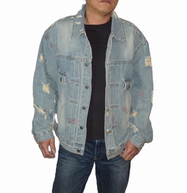 メンズ デニムジャケット ダメージ加工 ヴィンテージ加工 セカンドタイプ 2ndタイプ トラッカージャケット ジージャン Gジャン 507XX オーバーサイズ 春物 秋物