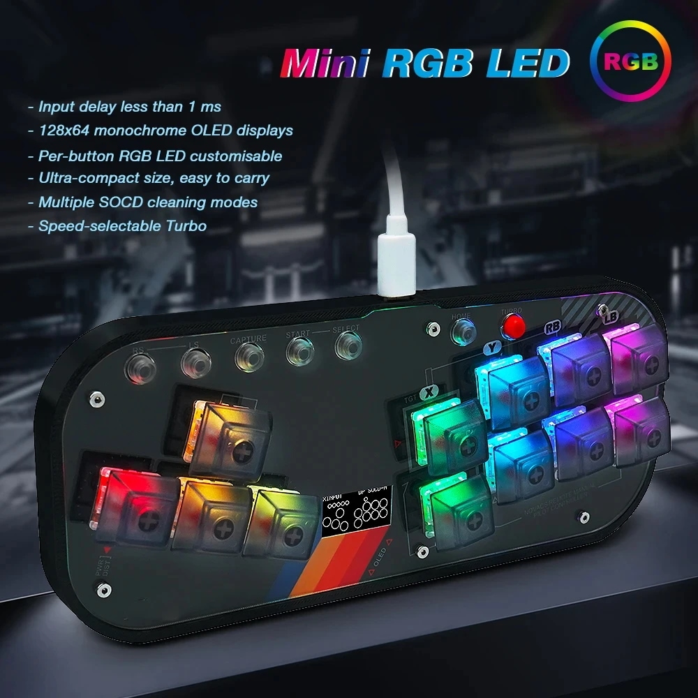 ミニhitboxコントローラーsocdアーケードスティックキーボードrgbチェリースイッチpcAndroidps4misterfpga