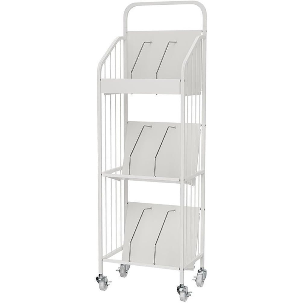 KoiFlow ファイルラック ファイルワゴン 書類棚 ブックシェルフ 3段 大容量 書類収納 A4対応 キャスター付き 斜め 仕切付き 頑丈 組立簡単 出し入れしやすい ファイル収納 スチール製 コ