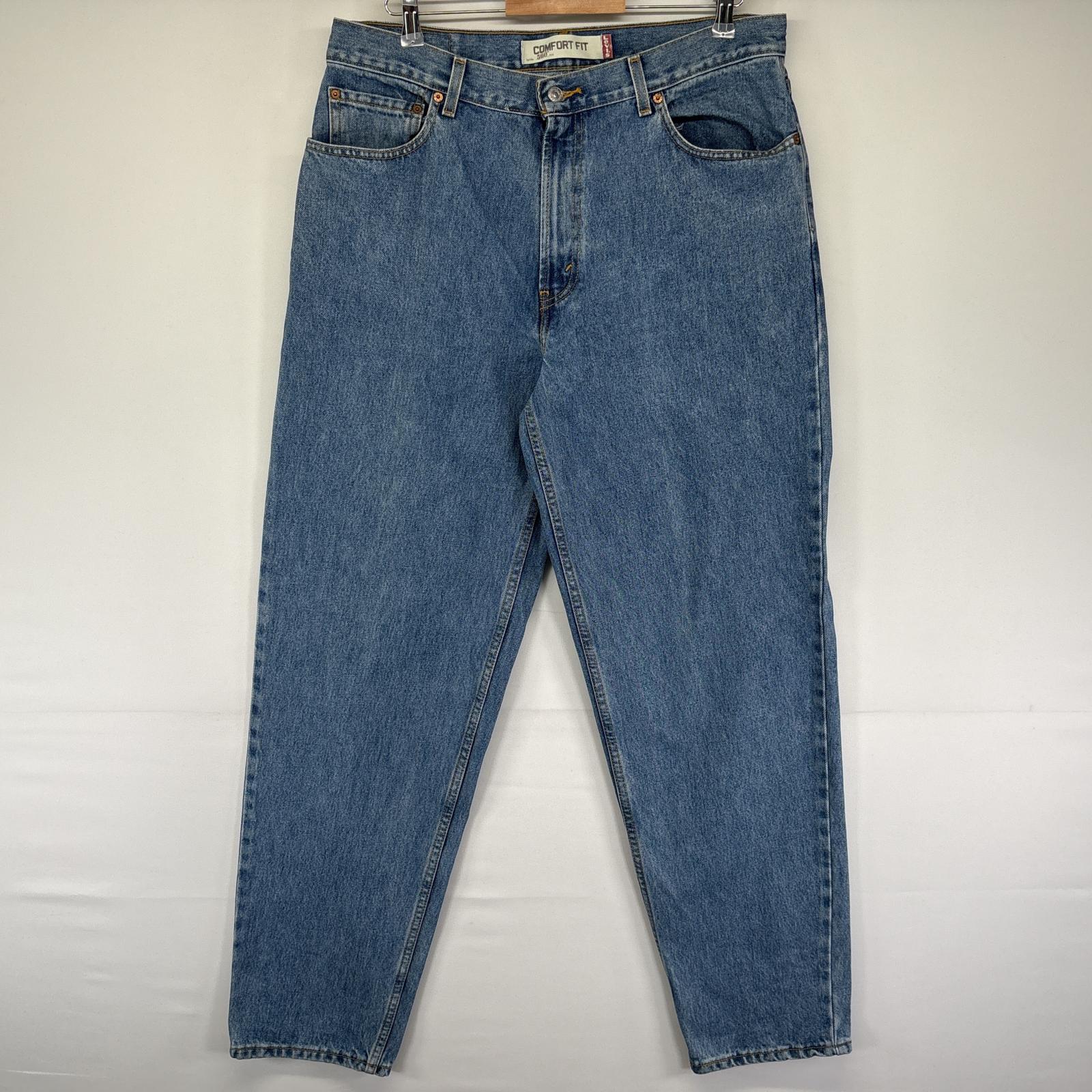 古着 デニムパンツ 560 テーパード 5ポケット ジーンズ ジーパン 色落ち ヒゲ 長ズボン w35 L34 ブルー メンズ