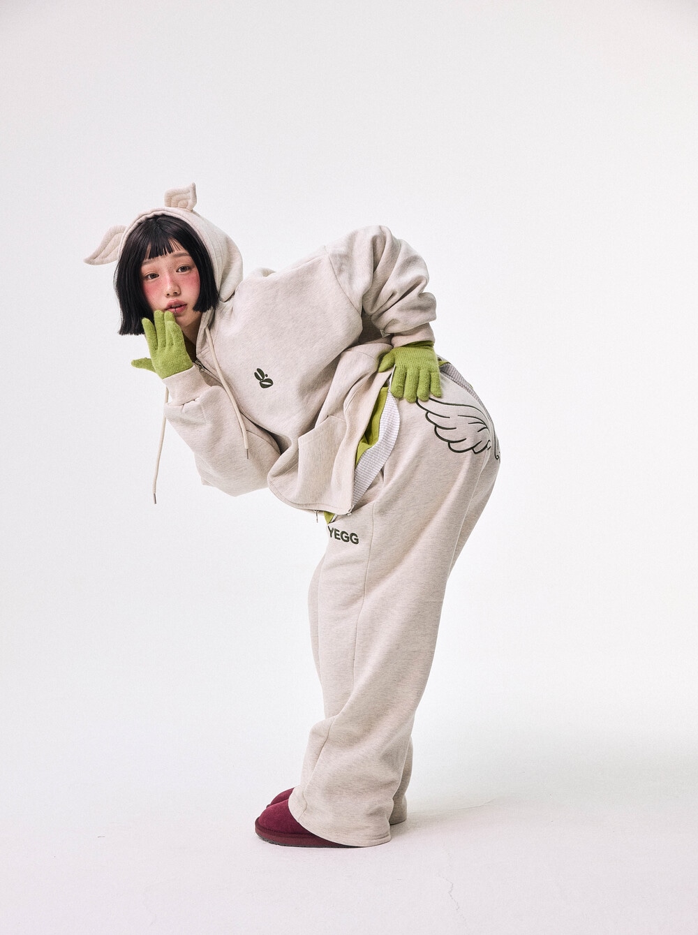 【YEGG】 WING HOODIE : OATMEAL
