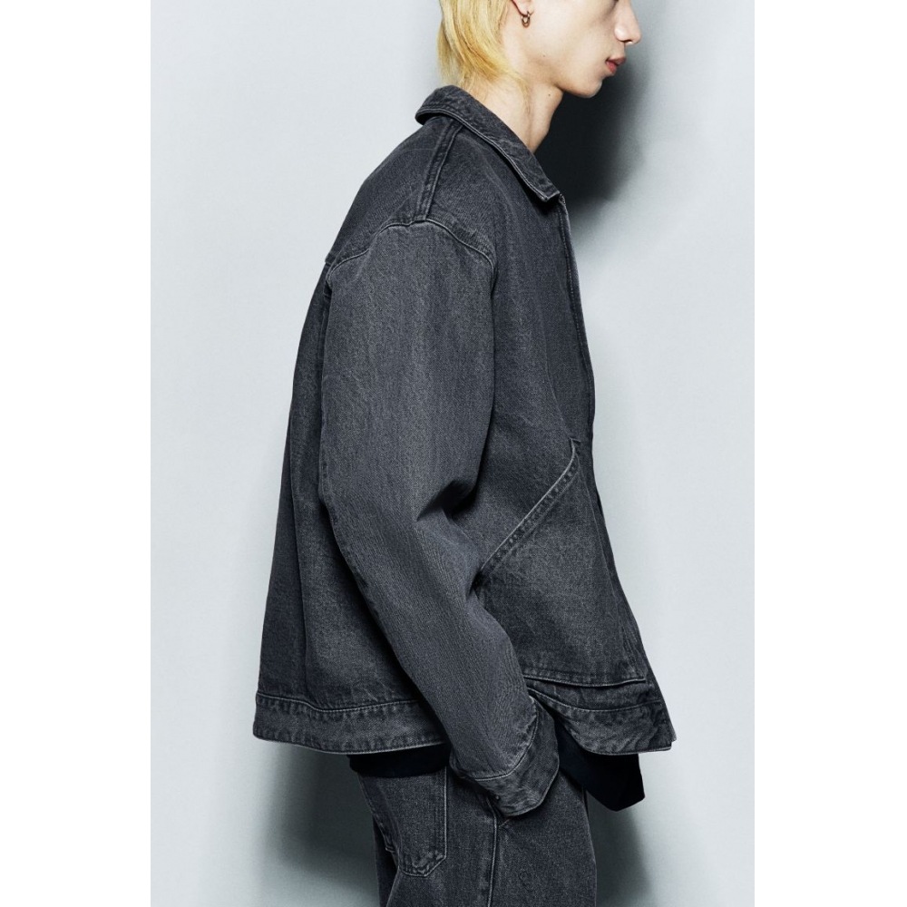 H&M デニムジャケットルーズフィットダークデニムグレー