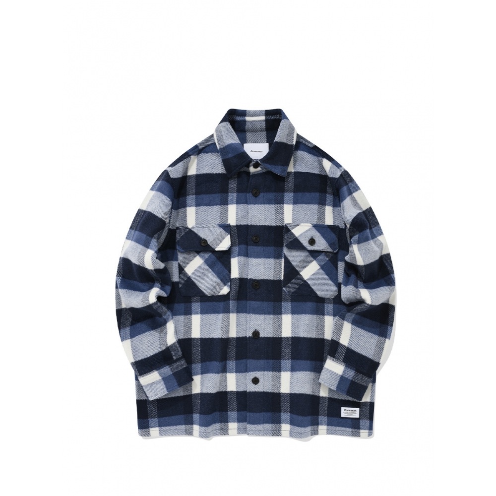 COVERNAT フランネルチェックシャツジャケットブルー 8,103円