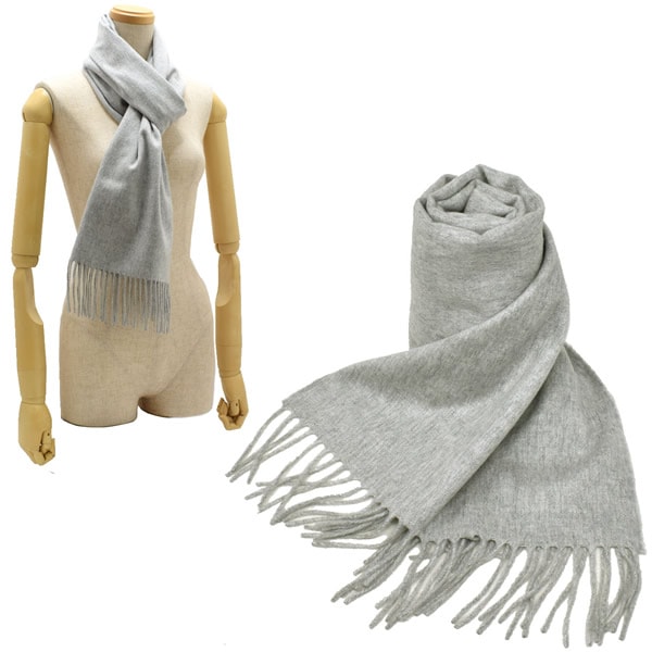 マフラー WA000057HA0100 WA57 中判 ストール マフラー カシミア 100％ 無地 メンズ レディース Silver