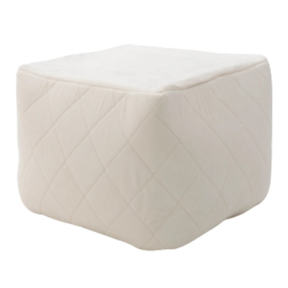 【I】セルタン ダイヤモンドキルト ビーズクッション QUBE 四角 Mサイズ ホワイト クッション ビーズ キューブ 【受注生産品】