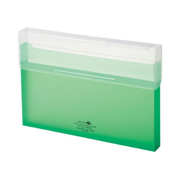 (まとめ）リヒトラブ AQUA DROPsコングレスケース A4 300枚収容 黄緑 A-5024-6 1セット（6個）(×5セット)