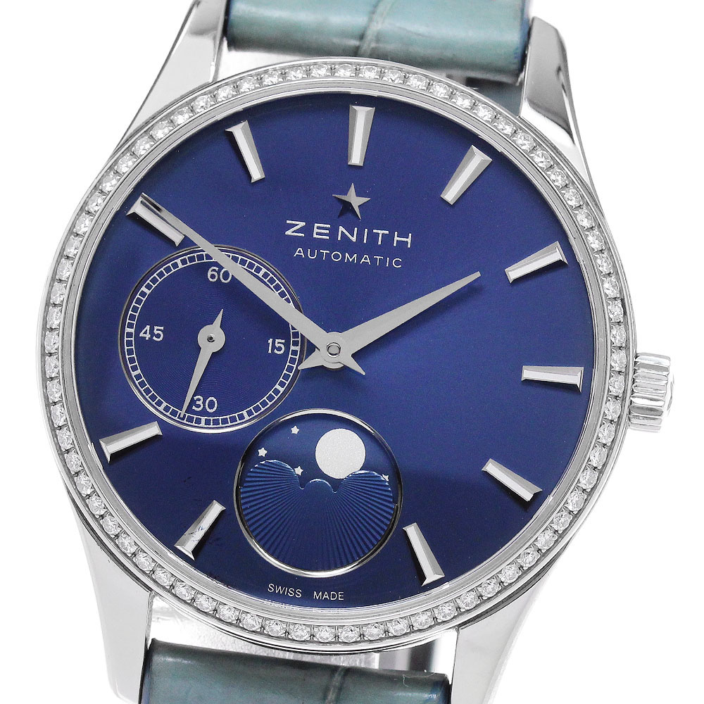 ゼニス ZENITH 16.2310.692 クラスエリート ウルトラシン ムーンフェイズ ダイヤベゼル 自動巻き レディース _832050【中古】