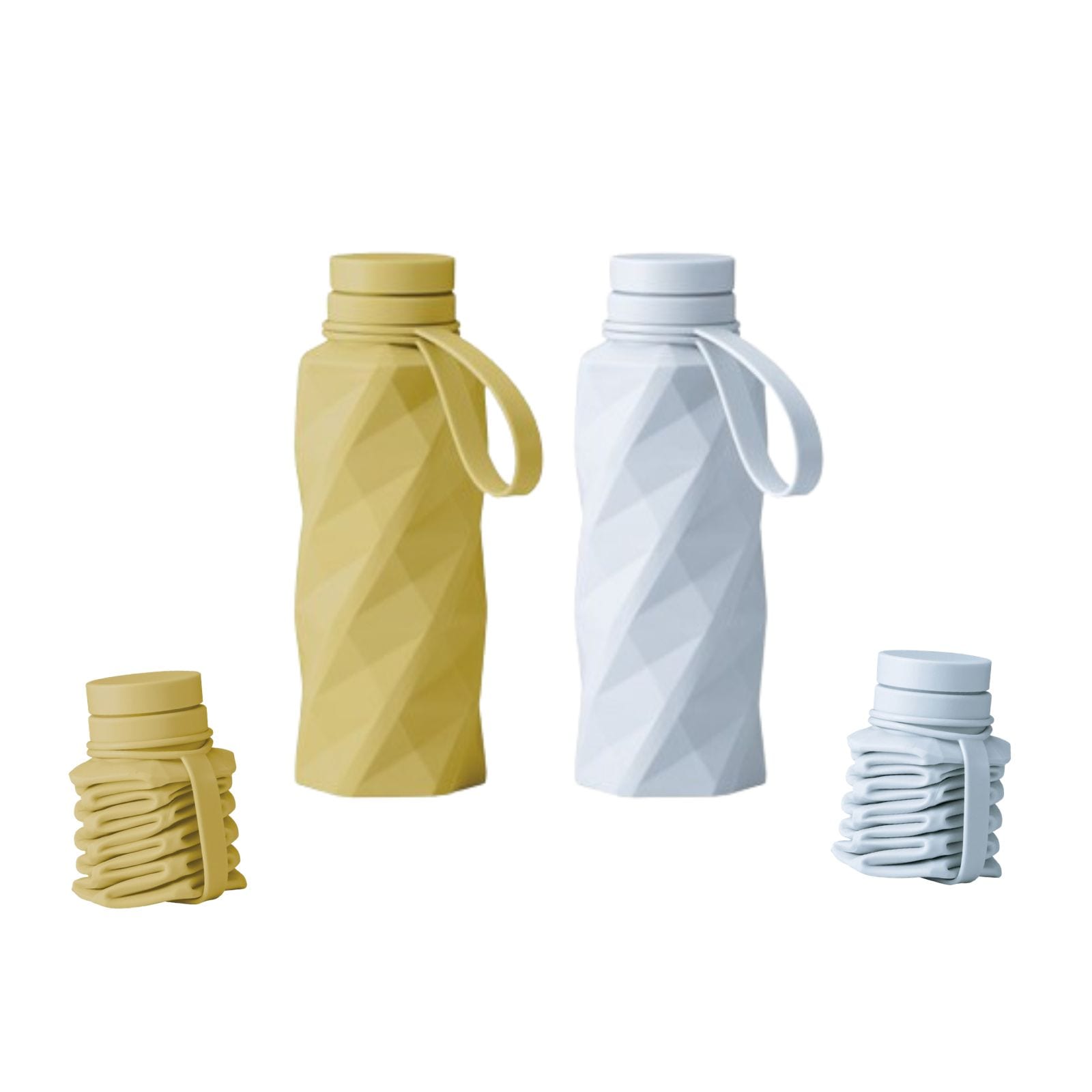 【20個セット】たためるスピナーシリコンボトル 折りたたみ水筒 コンパクト 軽量 550ml 氷のう 保冷剤 携帯バンド付き スポーツ アウトドア