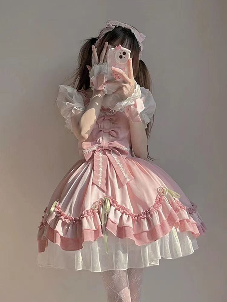 【激安販売】大好評cosplay 蝶 ピンク かわいい ロリータワンピース やさしい 洋服 甘い 気質 ワンピース