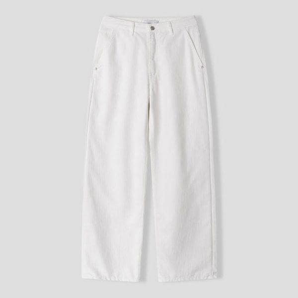 メンズ ノンフェード ステッチ ワイド デニム パンツ AS JES Q007 アイボリー_P422602188