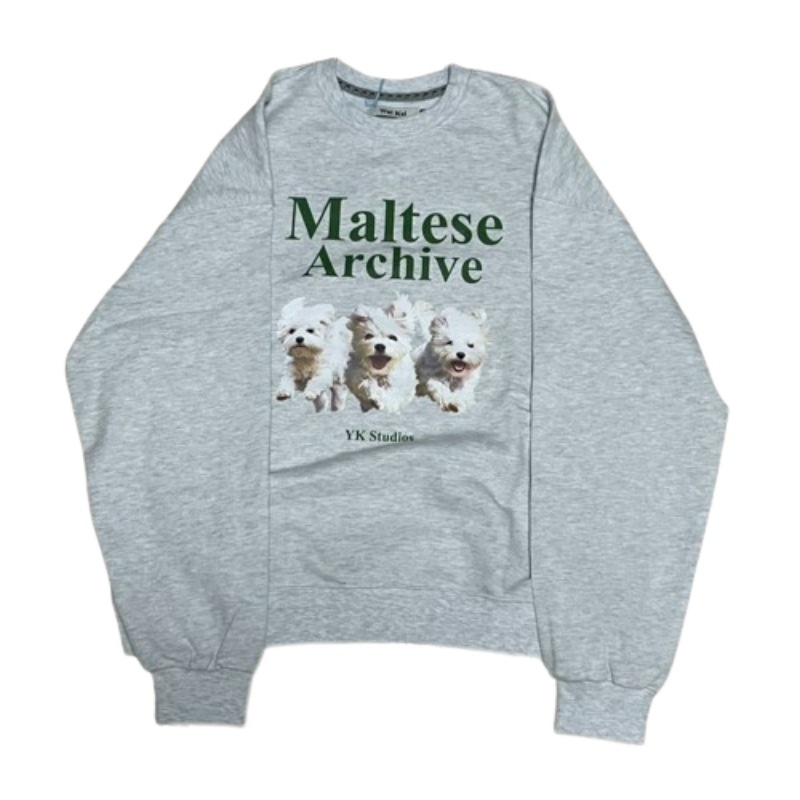 SEVENTEEN着用 キャラクター 長袖 プリント Tシャツカットソー [6カラー] / Maltese archive sweatshirts / 長袖 プリント ラウンドネック Tシャツ