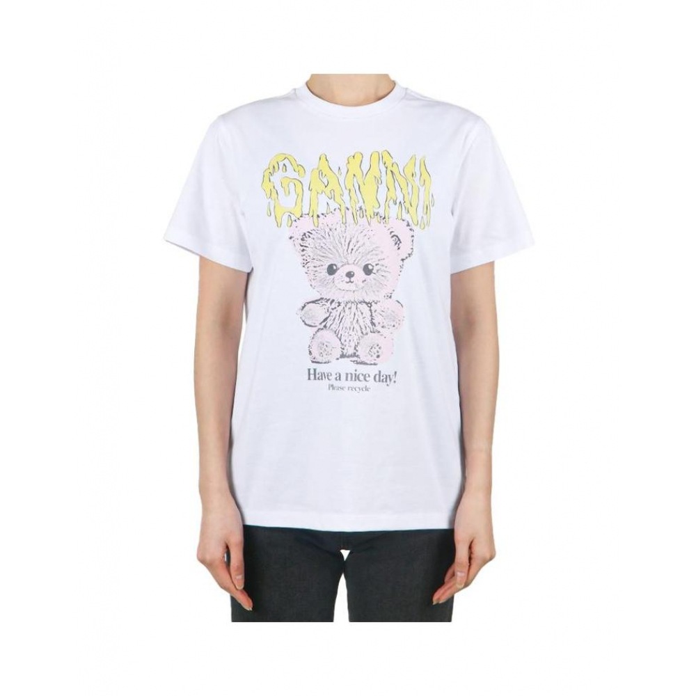 ガニ 25SS 女性用リラックスTシャツショートスリーブTシャツブライトホワイト T4289 151