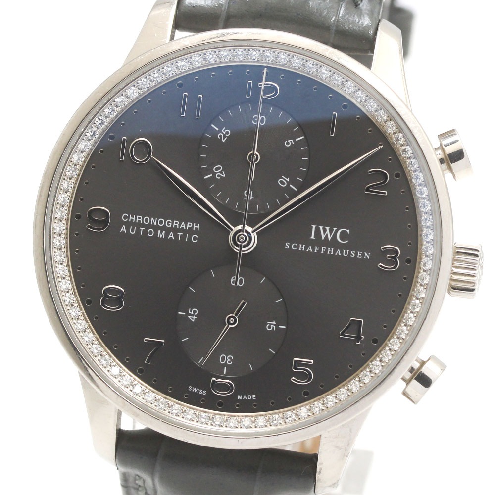 IWC IWC SCHAFFHAUSEN IW371473 ポルトギーゼ K18WG クロノグラフ ダイヤ 自動巻き メンズ 保証書付き_866688【中古】